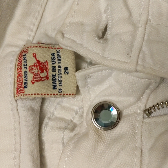 True Religion white boot cut jeans with blue crystals - Picture 8 of 10